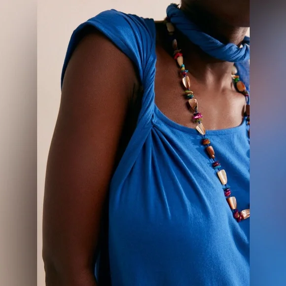 Free People Drew Tee Midi in True Blue size Medium NWT - Picture 5 of 13